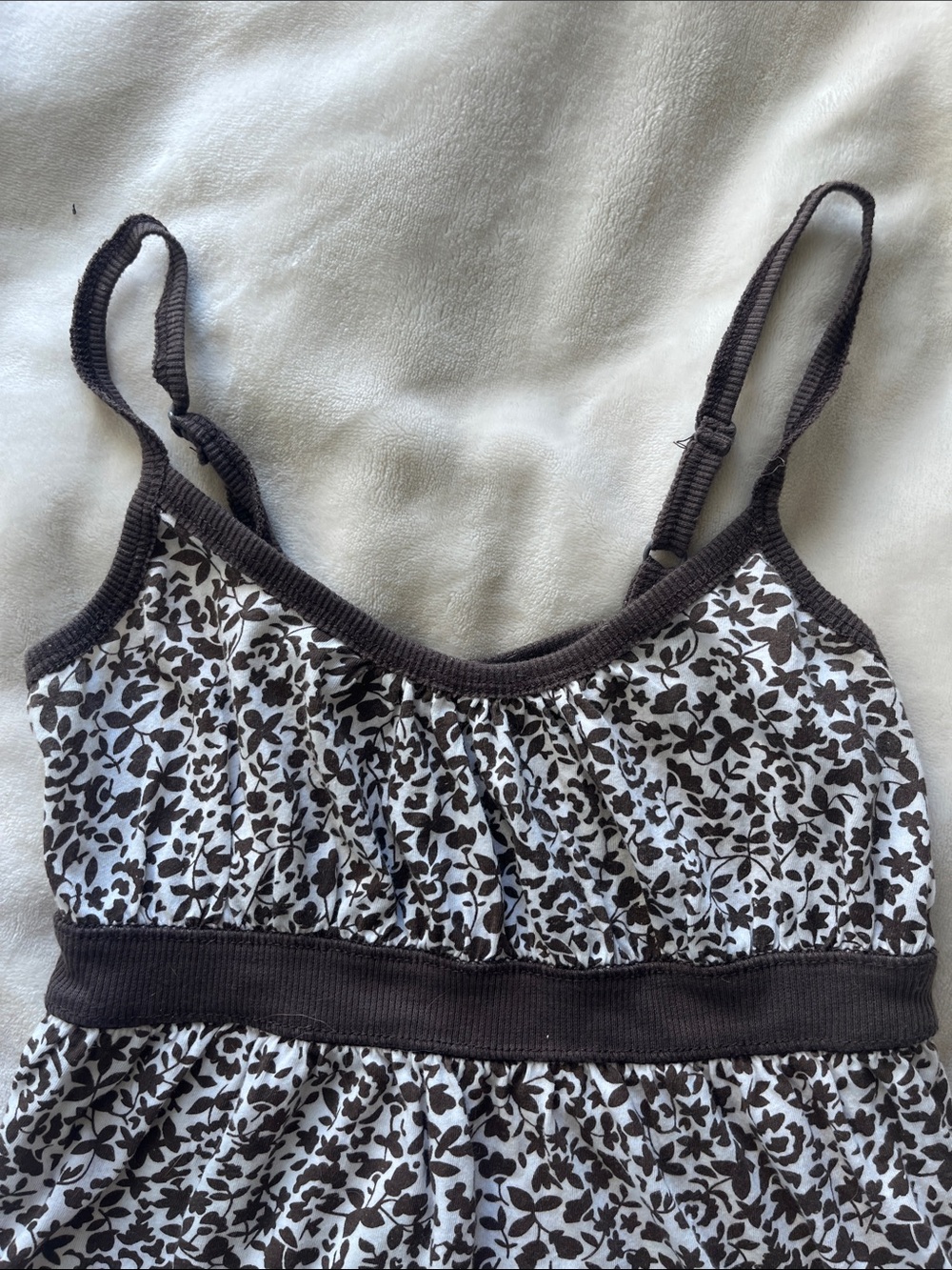 2004 Y2K Urban Behavior Brown and White Floral Camisole Chemise - Picture 3 of 13